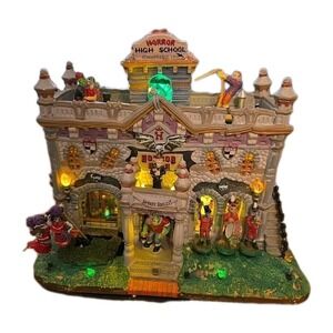 Lemax Spooky Town Horror High School  w/ box - Lights Works!